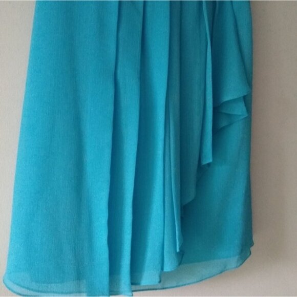 David's Bridal Bridesmaid Strapless Sweetheart Mini Dress, Malibu Blue, 10 - Picture 4 of 11